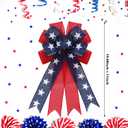 Cindeer 2 Pieces Patriotic Wreath Bow Independence Day Red White and Blue Star Burlap Topper Bows Large Independence Day Decorative Topper Bow Star Burlap Large Bows for 4th of July Party
