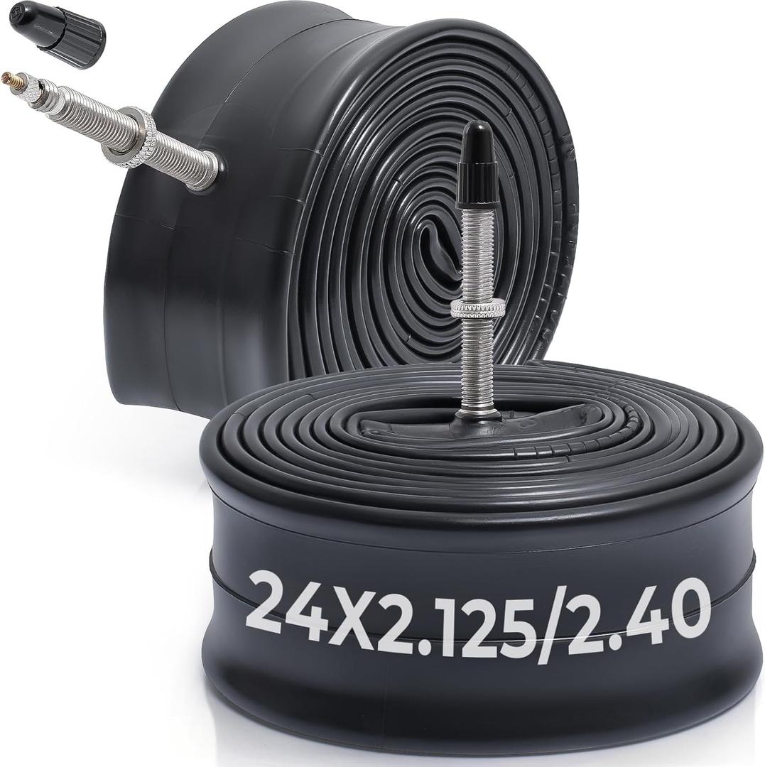 2 Pcs,Premium 24X2.125/2.20/2.25/2.30/2.35/2.40 Bike Tubes,Compatible for 24 x 2.125 to 2.40 Bike Tire,with FV48mm Presta Valve,Butyl Rubber,Used for Mountain,Cruiser,City and Road Bikes