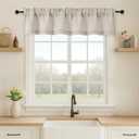 OVZME Valance for Windows, Light Filtering Faux Linen Textured Small Short Valance Kitchen Curtain, Dual Rod Pocket Top Short Window Curtain for Bathroom Basement Farmhouse, 60Wx12L Inch, Linen Color