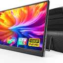 WGK 15.6 inch Portable Monitor 1080P FHD Travel Display HDMI/USB-C Compatible with Laptops, Desktops, Phones, PS, Mac, Xbox, Switch, and Other Gaming Devices Includes Stand and Speakers VESA