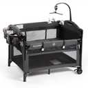 Baby Bassinets Bedside Sleeper, 4 in 1 Portable Bedside Crib w/Mattress, Diaper Changer, Storage Basket, Music Box, Carry Bag, Foldable Playard Sleeper for Newborn (Black)