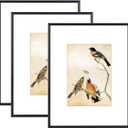 BKABOT 8.5x11 Picture Frame Set of 3, Black Metal Photo Frames with HD Glass, Fits 5x7 with Mat or 8.5x11 without Mat, Wall Hanging and Table Display