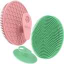 Silicone Body and Face Scrubber Set 3 Pack, BEAUTAIL Shower Bath Scrubber, Gentle Exfoliating Brush for Women Men Baby Sensitive Skin, More Hygienic Than Traditional Loofah, Long Lasting, Pink+Green