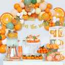 138pcs Little Cutie Baby Shower Balloon Boxes Decorations, Baby Block with Letters Orange Balloon Garland Kit A Little Cutie is On The Way Banner Willow Leaves for Fruit 1st Birthday Party Decorations