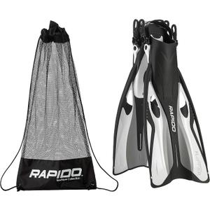 Rapido Boutique Collection Flipper Open Heel Adjustable Snorkel Fin (S/M, US: 6-9 / EU: 38-42)