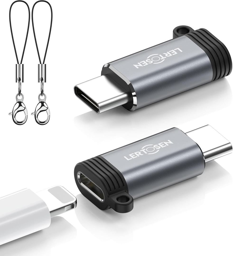 2 Pack Lightning to USB C Adapter for iPhone 15/16 Pro Max/Plus,Samsung S24,iPad Air,Fast Charging & Data Transfer,Type C Charger Connector Cable,Not for Audio/Headphone/OTG,for iPhone 16/15 Charger (Grey)