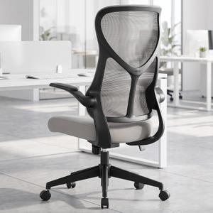 DUMOS Executive Home Office Chair, Ergonomic Computer Desk Chair, Mesh300 LBS, High Back, 2D Headrest, Adjustable Lumbar Support, Flip-up Armrests, Swivel Wheels, Black