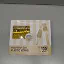 100 Pcs Gold Plastic Forks, Disposable Plastic Forks, Plastic Utensils for Parties, Weddings, Picnics, Big Event, Daily Use - BPA FREE