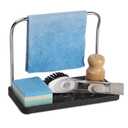 zccz Sponge Holder - Kitchen Sink Organizer Tray Stainless Steel Dish Cloth Hanger Soap Dispenser Brush Holder Caddy, Black Marble Look