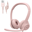 Logitech H390 Wired Headset for PC/Laptop, Stereo Headphones with Noise Cancelling Microphone, USBA, inLine Controls, Works with Chromebook  Rose
