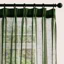 Olive Green Sheer Curtains 84 Inches Long 2 Panels, Dark Textured Linen Look See Through Drapes, Thin Light Filtering Window Treatments, Pinch Pleat Sliding Glass Door Ceiling Curtain