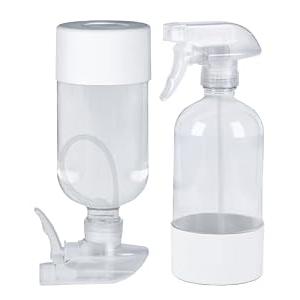 TERESRY 2 Pack 360° Glass Spray Bottles with Silicone Sleeve, 16 oz Empty Refillable Containers with Adjustable Spray Nozzles, Spray Bottles for Hair, Cleaning Solutions and Plants White
