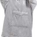 Qeils Wearable Blanket Hoodie for Women, Comfy Sherpa Sweatshirt Blanket as Birthday Christmas Gifts, Oversized Pullover Jacket Blanket Hoodie for Adult (Silver Foil Star, Adult)