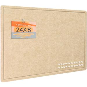 Bulletin Board, 24 x 18 inches Decorative Felt Pin Board, Cork Board Alternative for Wall, Foldable Photo Board with 20 Pushpins - Beige Brown