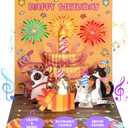 Meow Song Musical Birthday Card - DIY Age & Blowable Candle & Colorful Lights Birthday Pop Up Card 3D Cute Funny Cat, Surprise Gifts for Girl Boy Kids Women Cat Lover with Envelope Blank Note