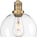 Phansthy Industrial Vintage Pendant Light Retro Ceiling Light 20cm Globe Clear Glass Shade Hanging Light Decoration Lamp for Loft Kitchen Coffee Bar (Antique)