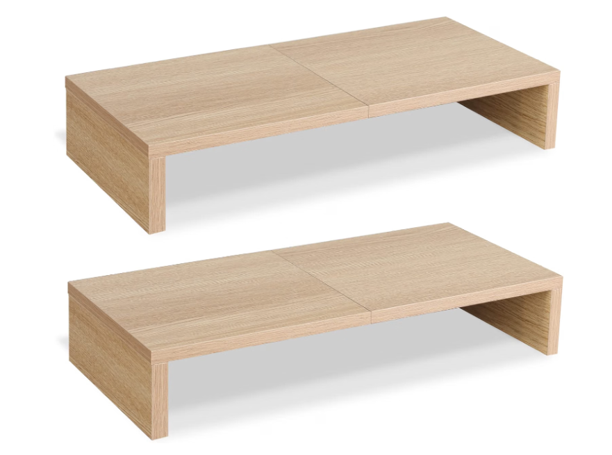 TEAMIX 2-Pack Monitor Stand Riser 20 inch, Wood Desk Computer Shelf, Maple