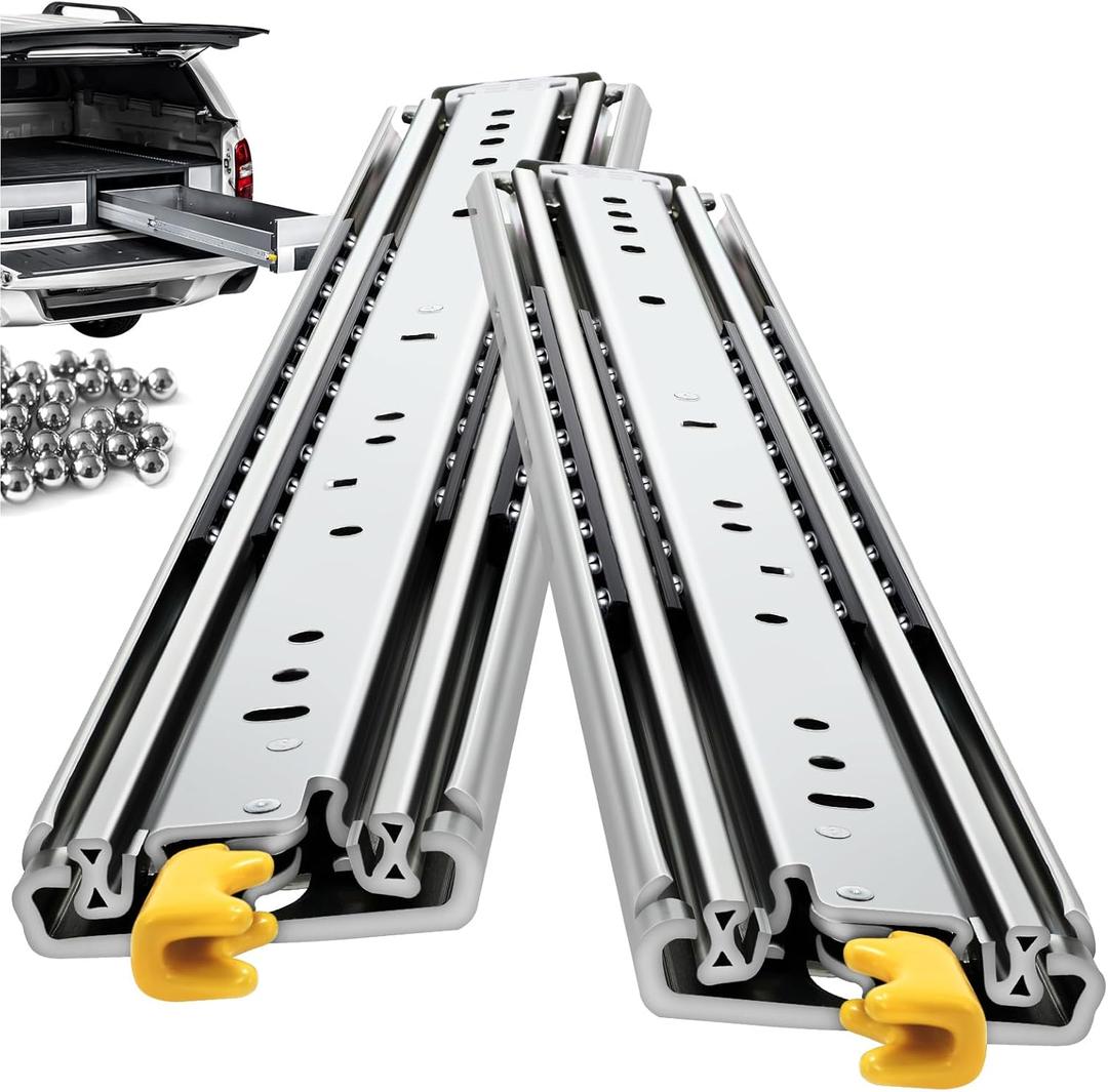 with Lock Heavy Duty Drawer Slides 12 14 16 18 20 22 24 26 28 30 32 34 36 40 44 48 52 56 60 Inch 385 Lbs Side Mount Full Extension Ball Bearing Rails Rail Tool Box Runner-W:76mm, 38 Inch