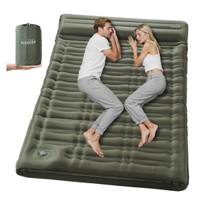 Elegear CumbreX™ Double Sleeping Pad for Camping, 5.5" Ultra-Thick Inflatable Camping Sleeping Pad 2 Person with Built-in Foot Pump, Portable Camping Sleeping Mat for Backpacking Hiking Tent, Full, grey