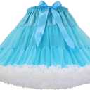Women's Elastic Waist Chiffon Pettiskirts Puffy Tutu Petticoats Tulle Princess Tube Skirt (Blue)