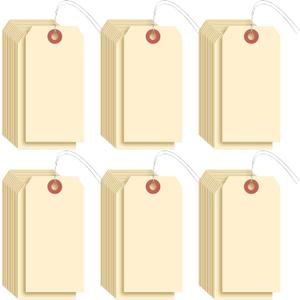 Sayglossy 1000 Pcs Blank Manila Shipping Tags with Wire Paper Hang Luggage Price Asset Gift Label Tags (4 3/4" X 2 3/8",Yellow)