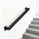 2FT Stair Railing Indoors, Metal Hand Rails for for Stairs Hallway Corridor, Wall-Mounted 500lb Capacity, Black