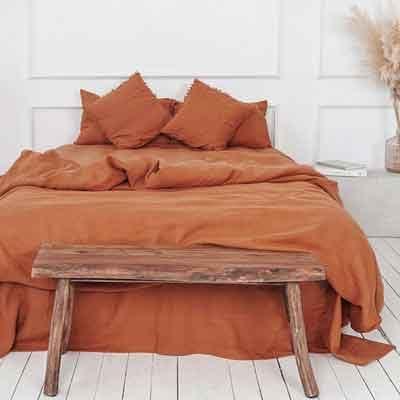 Burnt Orange Duvet Cover King Size 3 Pieces, Boho Soft Terracotta Quilt Cover Set - 1 Bohemian Rust Duvet Cover with Zipper Closure and 2 Pillowcases for Women Men