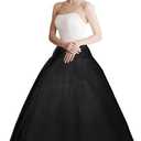 Women Petticoat Crinoline Underskirt Petticoat Skirt Full Floor Length Petticoat Slips for Wedding Dress (One Size, Hoopless-black)