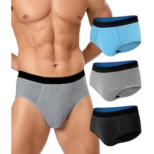 SUNCHIRI Incontinence Underwear for Men, 150ML Absorbent Washable Protective Leak Proof Reusable, Briefs 3 Pack (Multicolor02, X-Large)
