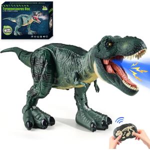 Tyrannosaurus Remote Control Dinosaur Toys for Kids 3-12, Adjustable Speed T Rex Toys with Mist Spray, Light & Roar - RC Robot Dinosaur Christmas, Birthday Gifts for Boys Girls (Green)