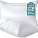 Oubonun Queen Size Pillows Set of 2 - Fluffy & Supportive Down Alternative Pillows with Zippered Cotton Cover - Breathable and Cool for All Sleeping Positions - Machine Washable - 20"x30"