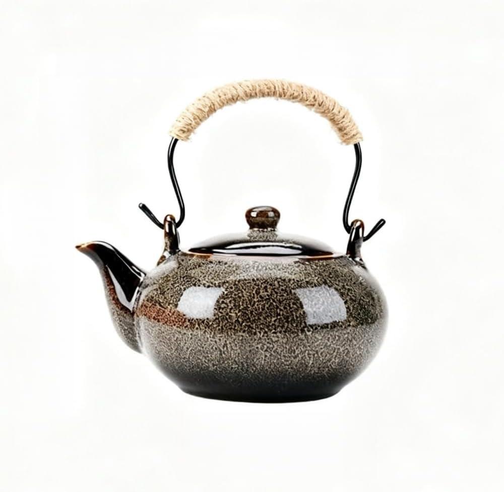 Japanese Teapot with Infuser Ceramic Tea Pot with Removable Stainless Steel Filter for Loose Tea 25 OZ/750ml for Office Home Men Women as Gift Grey (Gray)