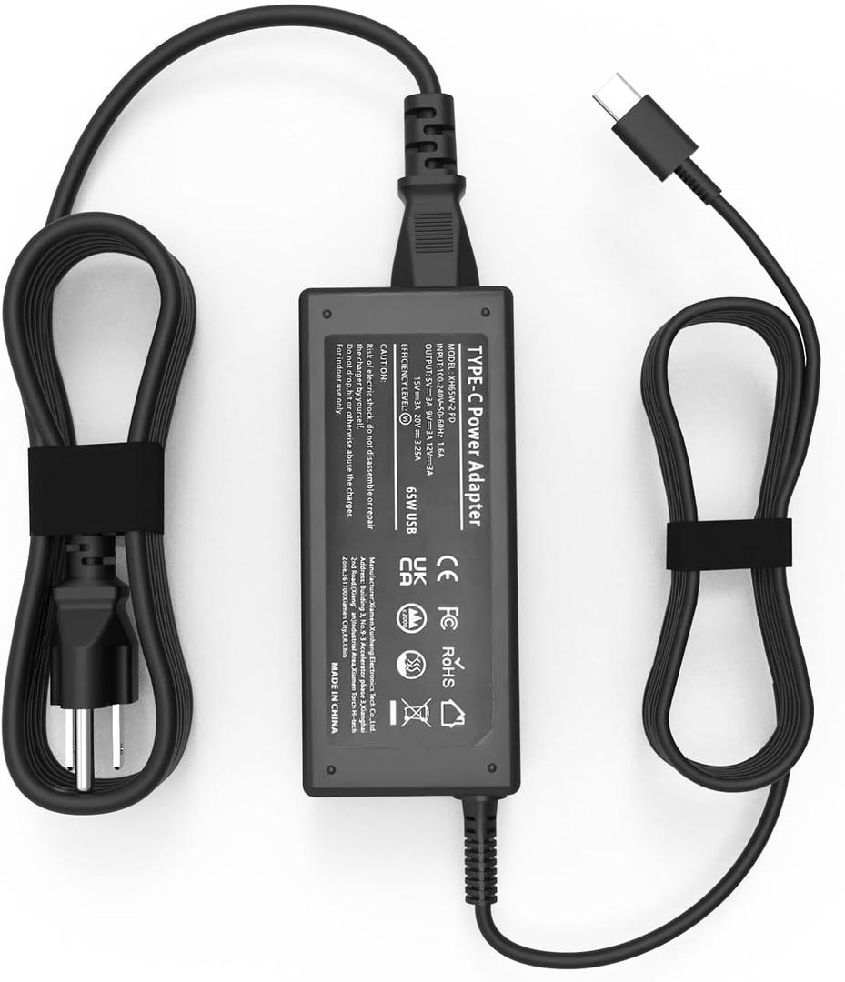 65W USB C Laptop Charger Compatible with Lenovo Thinkpad Laptop Charger 65W USB C Charger T14 T14s X1 Think pad, Yoga Computer Charger 7i, 65 Watt Fast Replacement Type C Chromebook Power Cord Adapter