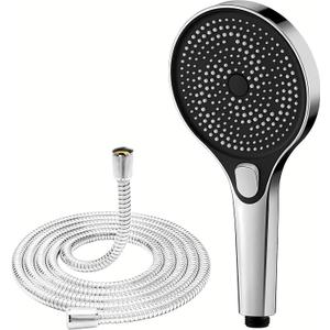 Handheld Shower Head - 3 Modes Pressure, 258 Anti-clog Nozzles,Stainless steel water pipe 59IN, Large 5.1-inch Panel for a More Omfortable shower