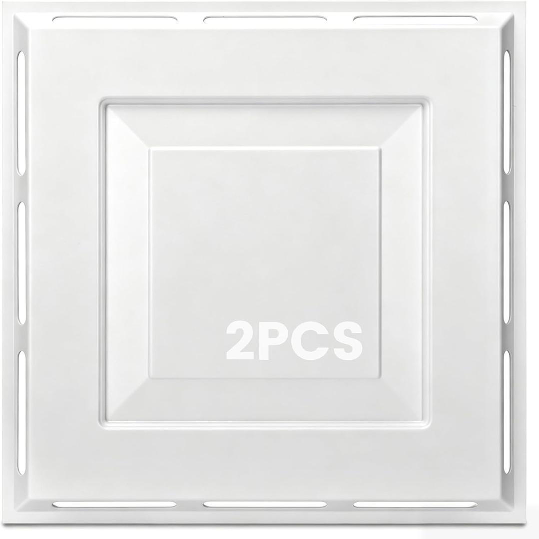 2-Pack 4-Way Ceiling Air Diverter 24"x24", Ceiling Vent Deflector for 2'x2' Drop Ceiling Vent, Commercial Air Vent Diverter for Offices, Classrooms, and Commercial Spaces, Tool-Free Installation