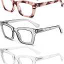 REAVEE Reading Glasses for Women, Blue Light Blocking Stylish Oversized Computer Readers Spring Hinge 1.00, 3pc