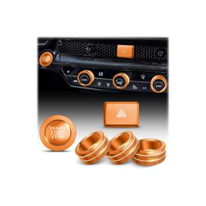 Polodunn for 2022-2026 Honda Civic, 2023-2026 CRV/HRV/Acura Integra, 2023-2025 Accord & 2025 ADX Accessories - 6pcs Aluminum Alloy Knob Cover Trim Set FIts Push Start, AC & Hazard Light (Orange)