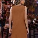 Summer Sundress for Women Graphic Mini Tank Dress Sleeveless Beach Dresses Short Casual Sun Dresses (Brown, M)