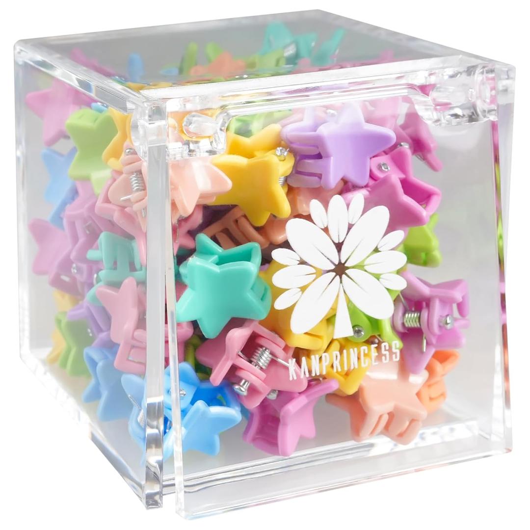 70PCS Mini Claw Clips Small Hair Clips With Fancy Box Star Hair Accessories for Women, Girls, Kids - Colorful Gift Set (Star-SET9)