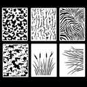 6 Pieces Camo Stencils for Spray Paint, Camouflage Grass Pattern Stencils Templates Reusable Digital Camo Paint Stencil for Boat DIY Crafts (Camo)