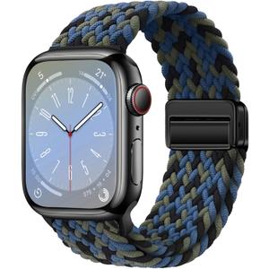 Qimela Sport Loop Compatible with Apple Watch Band 38mm 40mm 41mm 42mm 44mm 45mm 46mm 49mm for Women Men,Magnetic Strap Stretchy Braided Wristband for iWatch Series 11 10 9 8 7 6 5 4 SE Ultra 3 2 1 (Cam-Blue)