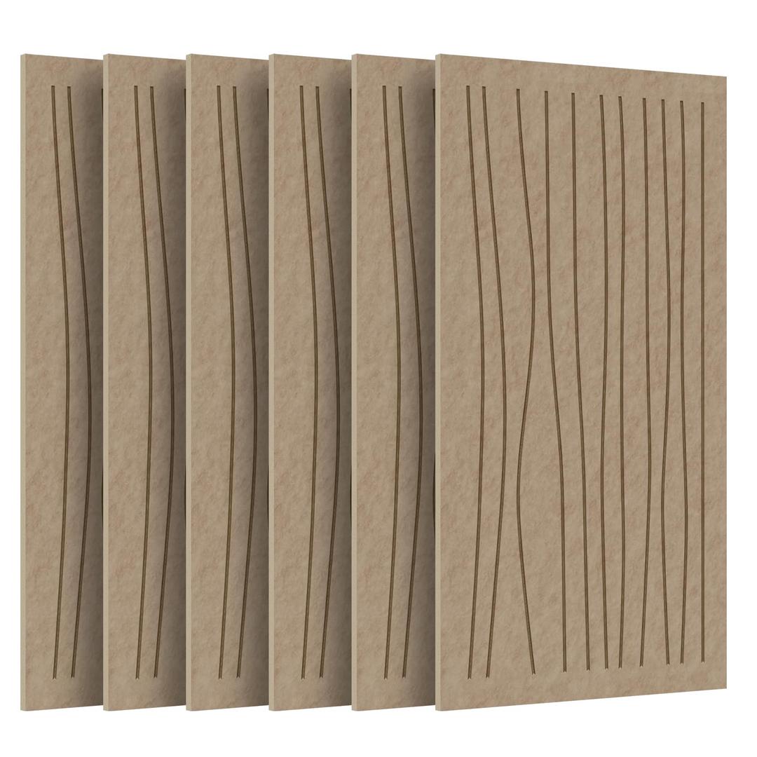 Tao.space Acoustic 6 Pack Soundproof wall Shape Cutting Panels, 47.2 x 23.6 x 0.4 Self-Adhesive Noise Reduction Wall Panels for Office, Home Theater, Recording Studio,Camel