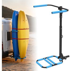 Upgraded RV Hitch Mount Kayak Rack,300 LBS Heavy Duty Vertical Carrier for 2 Kayaks up to 12 FT with Adjustable Base and Height, Fits 2" Trailer Hitch Receiver for RV, Truck and SUV