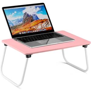 Ruxury Folding Lap Desk Laptop Stand Bed Desk Table Tray, Breakfast Serving Tray, Portable & Lightweight Mini Table for Sofa Couch Floor - Pink (Small)