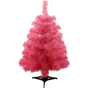 2 Foot Artificial Christmas Tree Xmas Pine Tree with PVC Leg Stand Base Holiday Decoration Pink