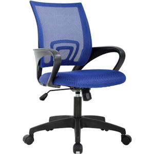 BestOffice | Ergonomic Office Chair | Mid-Back Swivel Desk Chair | Breathable Backrest & Lumbar Support | Adjustable Height | Sponge Seat | Rolling Wheels | Blue | for Adults & Women