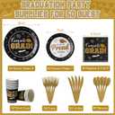 Graduation Party Supplies Decorations Serve 50, 2026 Graduation Party Plates and Napkins Set, Black Gold Disposable Paper Plates Napkin for College High School Graduation Congrats Grad Party Supplies