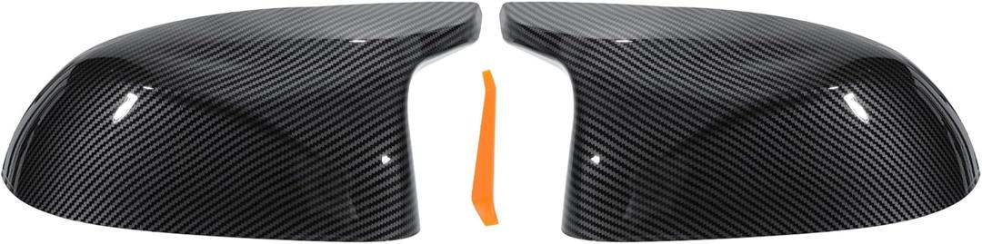 Motoforti Pair Left Right Side View Mirror Cover Caps Replacement for BMW X5 F15 X6 F16 X3 F25 LCI X4 F26 2014-2018 Door Wing Mirror Cap Carbon Fiber Pattern Black