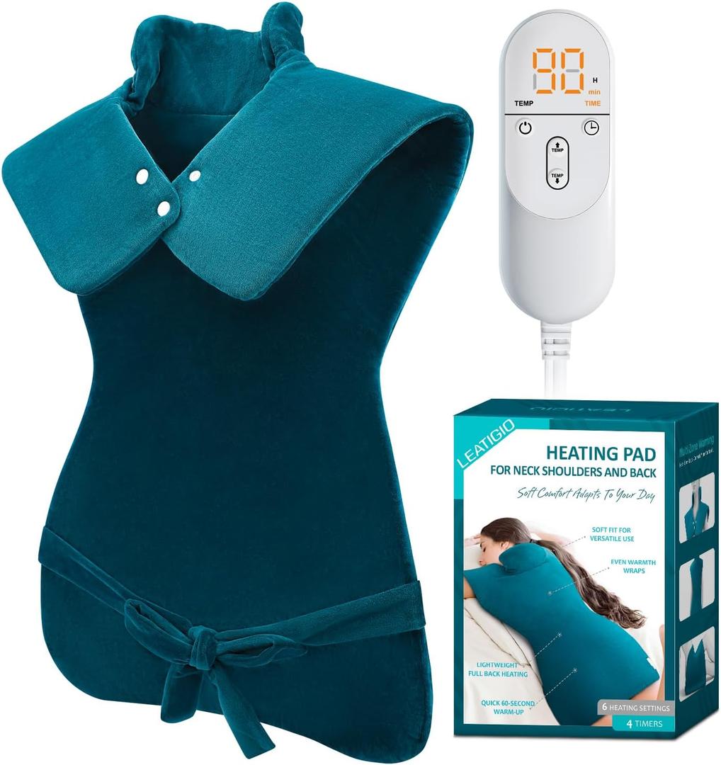 Heating Pad for Back, Valentines Day Gifts for Her, Extra Large Heat Pad for Full Body Relax, Electric Heated Wrap for Neck Shoulders, Anniversary & Birthday Gifts for Women Mom Grandma Sister Wife (Green)