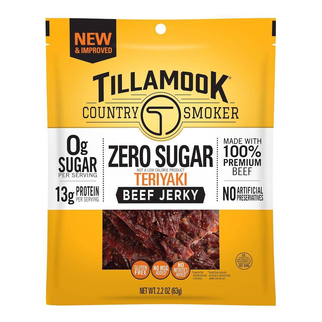 Tillamook Country Smoker Zero Sugar Keto Friendly Beef Jerky, Teriyaki, 2.2 Ounce